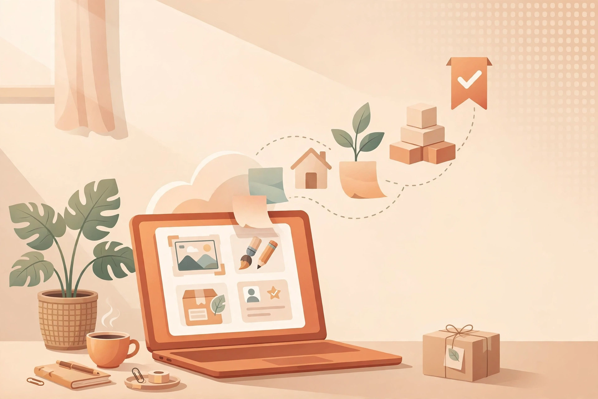 Freelancer pemula menyusun portofolio online tanpa coding di laptop